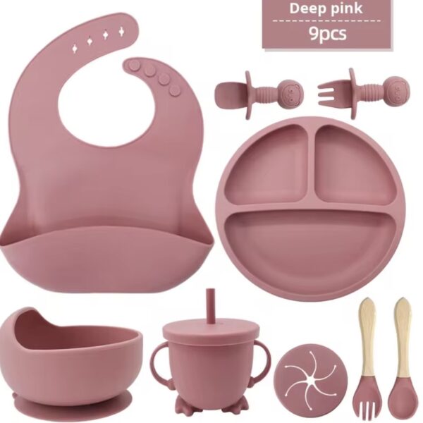 Ensemble bol bavoir cuillère en silicone